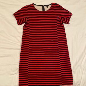 J Crew Striped Dress Navy Red M